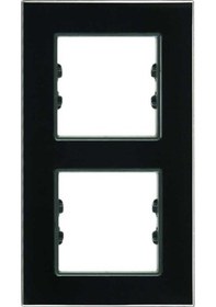 Resim Arvehu Asfir Schneider Asfora Serisine Özel Ikili Parlak Siyah Pleksiglas Dikey Anahtar Priz Çerçevesi 