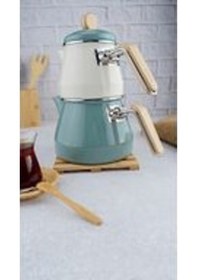 Resim Bambum Lumino Bambu Kulplu Emaye Çaydanlık Takımı Yeşil 