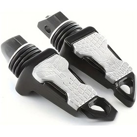 Resim Cloudstore Universal Gümüş Alüminyum Kaymaz Arka Ayak Pedalları - Motosiklet Scooter Atv 