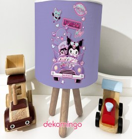 Resim dekomingo Arabalı Lila Kuromi Desenli Bebek Çocuk Odası Masaüstü Abajur 