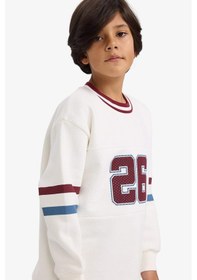 Resim Defacto Erkek Çocuk Bisiklet Yaka Baskılı İçi Yumuşak Tüylü Sweatshirt G4379a825wnwt32 Beyaz-wt32 