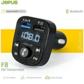 Resim Jopus F8 Fm Transmitter Bluetooth Araç Kiti 4.0 Micro Sd USB Yüksek Hızlı Şarj 