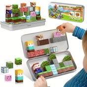 Resim 32 adet COOLNURO Manyetik Bloklar Depolama Kutusu ile - Hayvanlar, Orman ve Temalı Yapımcılar 3+ Yaş Çocuklar için | Motor Becerileri ve Yaratıcı Oyunlar için STEM Eğitici Oyuncaklar | Seyahat Dostu Öğrenme Hediyesi, Manyetik Oyuncak, Hayal Kırıklığı Oyun Seti, Canlı Renkli Oyuncaklar, Dayanıklı İnşaat 