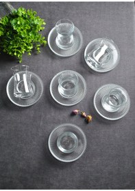 Resim 12 Parça Paşabahçe Heybeli Çay Bardağı Ve Vargas Çay Tabağı Çay S Şeffaf 