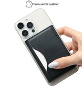 Resim MagSafe Özellikli Siyah Manyetik Kartlık Cüzdan 5 Bölmeli 