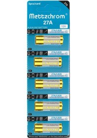 Resim Mettzchrom 27a 12v Alkalin Pil 5 Adet Oto Ve Kapı Kumanda Pili 