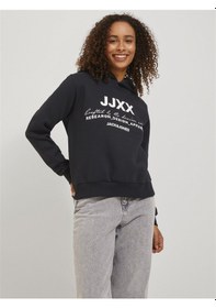 Resim Jjxx Kapüşonlu Rahat Kesim Siyah Kadın Sweatshirt 12250183 001 