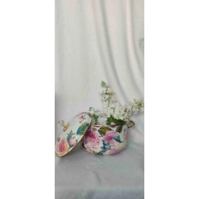 Resim Rose Emaye Lux Emaye Tencere 5 Litre 24 cm Çap Süt Yoğurt Çorba Tenceresi 