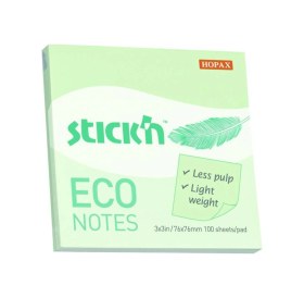Resim Stickn 76x76mm Eco Notes Yapışkanlı Not Kağıdı Pastel Yeşil 100 Yaprak 12 Paket 21748 