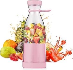 Resim zolyet Taşınabilir Elektrikli Bl 300ml Meyve Sıkacağı Bardak 6 B s Smoothie Milkshake Suyu Bebek Maması Seya Spor Mutfak Ofis için Dahili Pil Pembe 