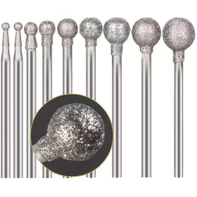 Resim 13 Adet Top Şekilli Elmas Freze Ucu - 3/32'' Saplı Döner Alet için Taş Oyma Uçları 