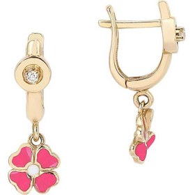 Resim Totiti Pembe Mineli Yonca Çocuk Küpesi 