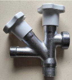 Resim Euromix Çift Taharet Çıkışlı Çamaşır Musluğu Dual Krom 