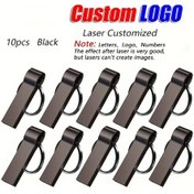 Resim Xuweiwei 10 Adet Özelleştirilebilir Metal Usb 2.0 Flash Bellek 8gb Yüksek Hızlı Veri Depolama Anahtarlık Usb Siyah İş Okul Kişisel Kullanım 
