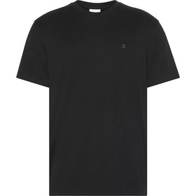 Resim Calvin Klein Erkek Logo Nakışlı Supima Pamuk T-shirt - Siyah Black 