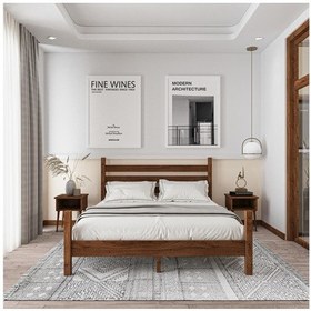 Resim Urban Model Ceviz Renk Çam Ahşap Karyola-31 140 x 190 