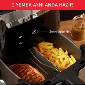 Resim TEFAL 2'si 1 arada Fritöz & Izgara Yağsız Airfryer, XXL 6.5 Litre Geniş Kapasite, Çift Bölme Aparatlı 