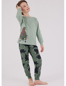Resim Rolypoly Erkek Çocuk Yeşil Pijama Takımı 5274-48632 Yeşil 