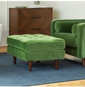 Resim Ürgüp Ahşap Ayaklı Dekoratif Puf Yeşil 