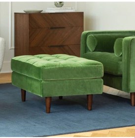 Resim Ürgüp Ahşap Ayaklı Dekoratif Puf Yeşil 