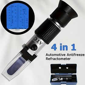 Resim 4-in-1 Otomotiv Refraktometre - Üre Konsantrasyonu, Antifriz Donma Noktası, Elektrolit Spesifik Yoğunluğu ve Cam Temizleyici Testi - Ergonomik Tutuşlu El Tipi Taşınabilir Tasarım, Dayanıklı Plastik Yapı, Araba Bakımı ve Onarımı İçin Güç Gerektirmez, Araba, Araç Bakım Aracı, Şık Metalik Kaplama, Sağlam Metalik Gövde 