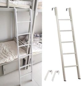 Resim Ayarlanabilir RV Kamp Merdiveni Ranza Yatakları için Yurt Çatı Kancalı Çatı Katı Metal İkiz Yatak Ranza Merdiveni Çocuklar ve Yetişkinler için 45-69 inç Tavan arası Eğik Merdivenler 