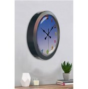 Resim Bahat Salon Ofis Duvar Saati Gri Metal Çerçeve 36 Cm 