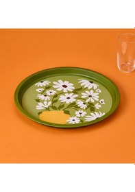 Resim Sarkapp Çiçekli Tepsi - Yeşil - 35 Cm Çok Renkli 