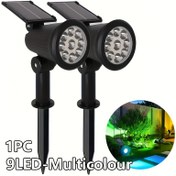 Resim Güneş Enerjili 7-LED Dış Mekan Peyzaj Işığı - RGB Çok Renkli Bahçe Spot Işığı, Güneş Paneli, Düşük Voltaj, Ağaçlar ve Çimler İçin Ayrılabilir Tasarım, Lityum Pil, Siyah Plastik Kaplama, Yarı-Flush Montaj, Bahçe Aydınlatması | Ayrılabilir Spot Işığı | Plastik Kaplama Işığı 