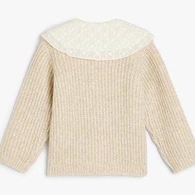 Resim Kız Bebek Basic Triko Hırka Bebe Yaka Düğme Detaylı 