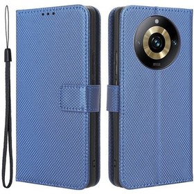 Resim Realme 11 Pro+ 5g/11 Pro 5g Pu Deri Telefon Kılıfı Elmas Doku Standı Cüzdan Darbeye Dayanıklı Kapak 