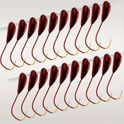 Resim 10 Adet Premium Karbon Çelik Balıkçılık Kancaları - 45° Dikenli, Koyu Kırmızı, Tatlısu & Tuzlu Su Balıkçılığı İçin İdeal 