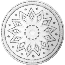 Resim Osmanlı Baklava Desenli Stropiyer Taşlı Tavan Lamba Göbeği - 48 cm - Siyah Taş 