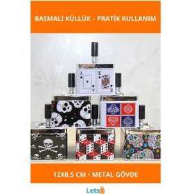 Resim Metal Renkli Basmalı Küllük Dayanıklı Ve Dekoratif 