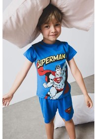 Resim DeFacto Erkek Bebek Superman Pijama Takımı Kısa Kollu Penye Üst Beli Lastikli Şort E1189A525HSBE64 