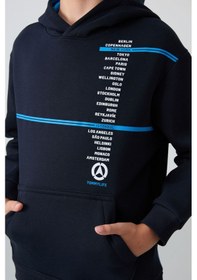 Resim Tommylife Tommy Life Lacivert Pamuklu Kalın İçi Tüylü Yumuşak Dokulu Standart Fit Baskılı Erkek Çocuk Sweatshirt - 11239 Lacivert 