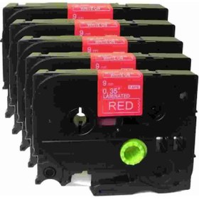 Resim Brother TZe-425 Kırmızı Üzerine Beyaz Muadil Etiket 9mm 