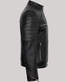 Resim Hakiki Kuzu Derisi Siyah Erkek Deri Mont Kolları Fermuarlı 3 Cepli Deri Ceket Siyah 