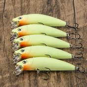 Resim 5 adet Luminous Minnow Balıkçılık Yemleri - Sinking, Koyu Renkli Yem Bass, Walleye ve Trout için - Keskin Treble saç tokası ile Dayanıklı ABS Malzeme 
