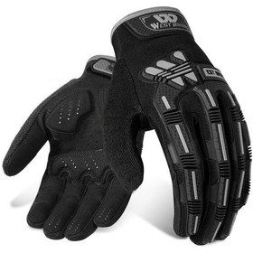 Resim Mufunye Sürüş Tam Parmak Motosiklet Eldiveni Siyah 
