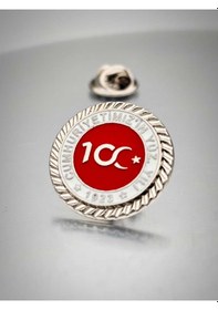 Resim Yörük Tasarım 100. Yıl Tarihin Muhteşem Parçası Yaka Rozeti Krom Kaplama 