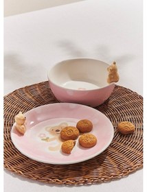 Resim Pasabahce Happy Farm Seramik Pasta Tabağı - 1 Adet Pembe 