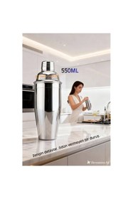 Resim Marsilyan 550 ml Inox Shaker - Kokteyl Karıştırma Kabı Süzgeçli Bar Shaker Paslanmaz Çelik ELK-IEGRS35 
