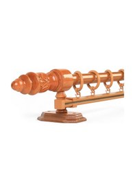 Resim Twins Decorative Ahşap İşlemeli Demonte Başlıklı Meşe Tek Raylı Rustik Perde Askısı - 125 CM 