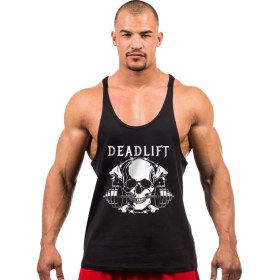 Resim Ghedto Dead Lift Skull Fitness Gym Tank Top Sporcu Atleti Siyah 