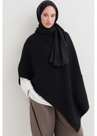 Resim Carell Robe Asimetrik Triko Kap Siyah Çok Renkli 