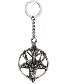 Resim Ters Pentagram Keçi Kafası Anahtarlık 