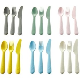 Resim Çocuk Çatal Kaşık Bıçak Seti Çok Renkli 
