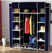 Resim Dzgn Home Çift Yandan Raflı Metal Bez Dolap Gardrop-lacivert Lacivert 