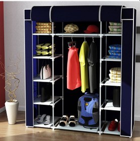 Resim Dzgn Home Çift Yandan Raflı Metal Bez Dolap Gardrop-lacivert Lacivert 